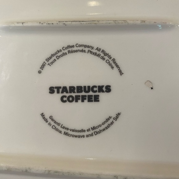 Starbucks Coffee Apple design Fruit Cheese Serving Tray plate 9"x7” Ceramic - Picture 6 of 6